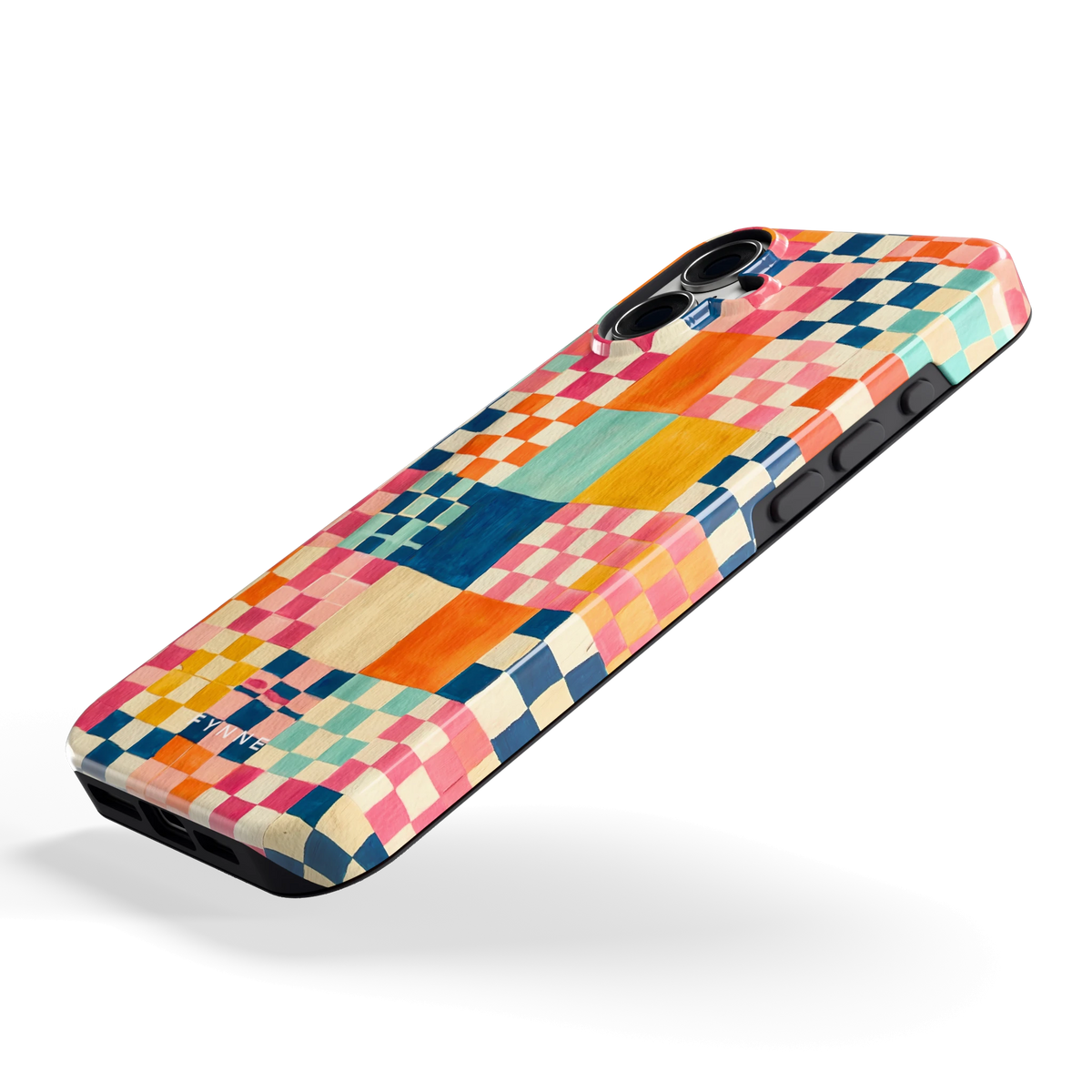 Geschilderd Patchwork hoesje voor iPhone 16 Plus, schuin