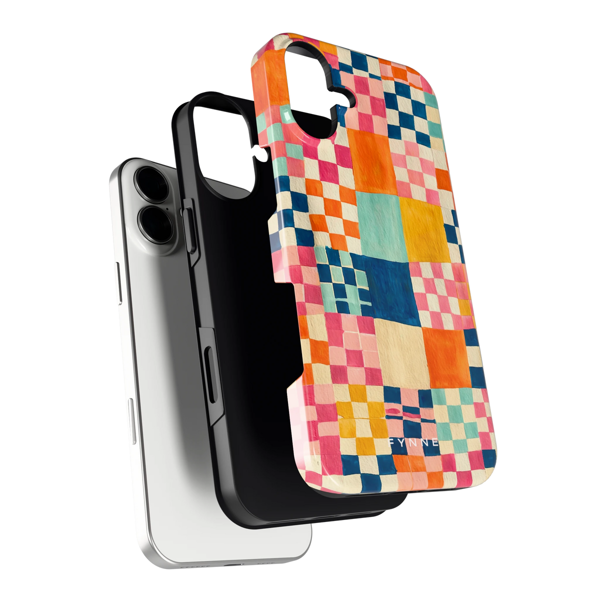 Geschilderd Patchwork hoesje voor iPhone 16 Plus, los van de telefoon