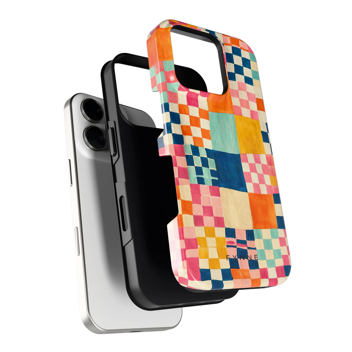 Geschilderd Patchwork hoesje voor iPhone 16 Pro, los van de telefoon