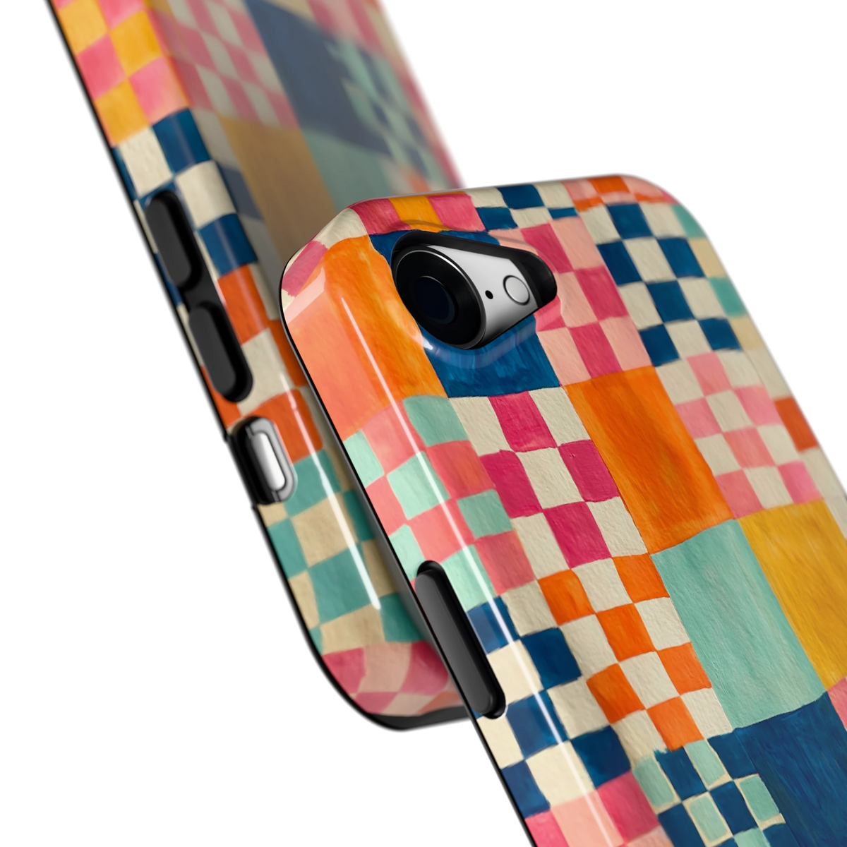 Geschilderd Patchwork hoesje voor iPhone 16e, close-up