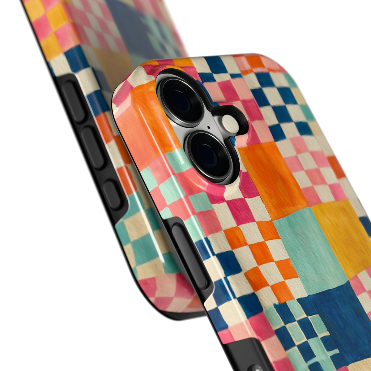 Geschilderd Patchwork hoesje voor iPhone 17, close-up