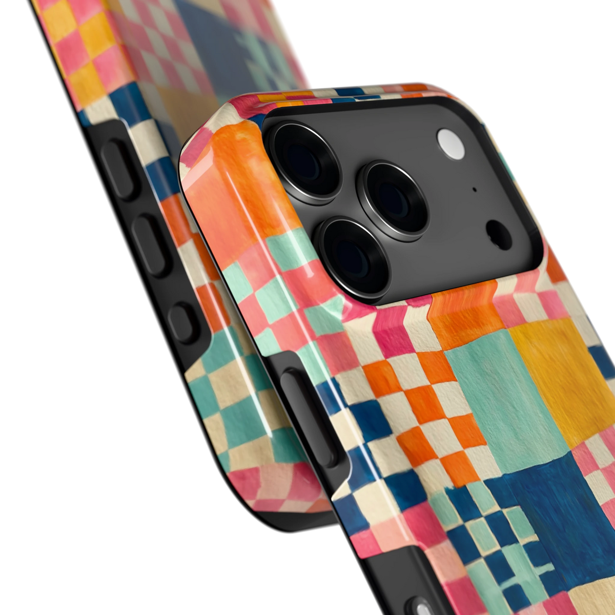 Geschilderd Patchwork hoesje voor iPhone 17 Pro, close-up
