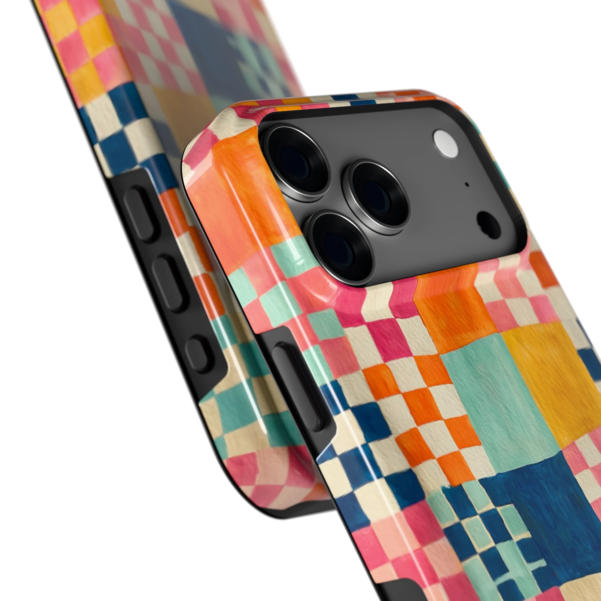 Geschilderd Patchwork hoesje voor iPhone 18 Pro Max, close-up