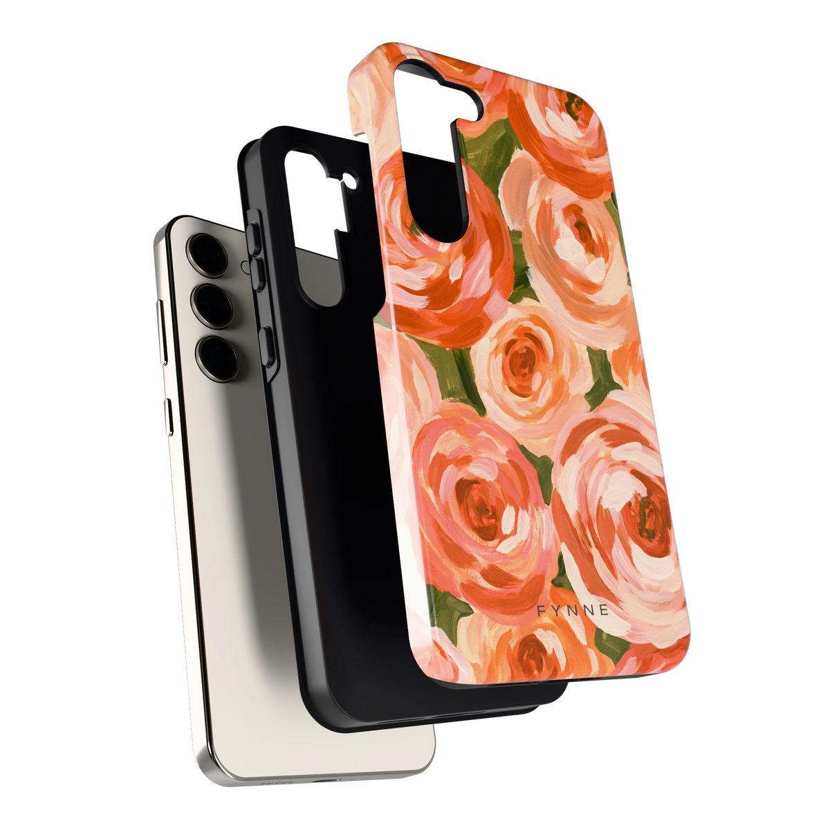 Geschilderde perzikrozen hoesje voor Galaxy S23+, los van de telefoon