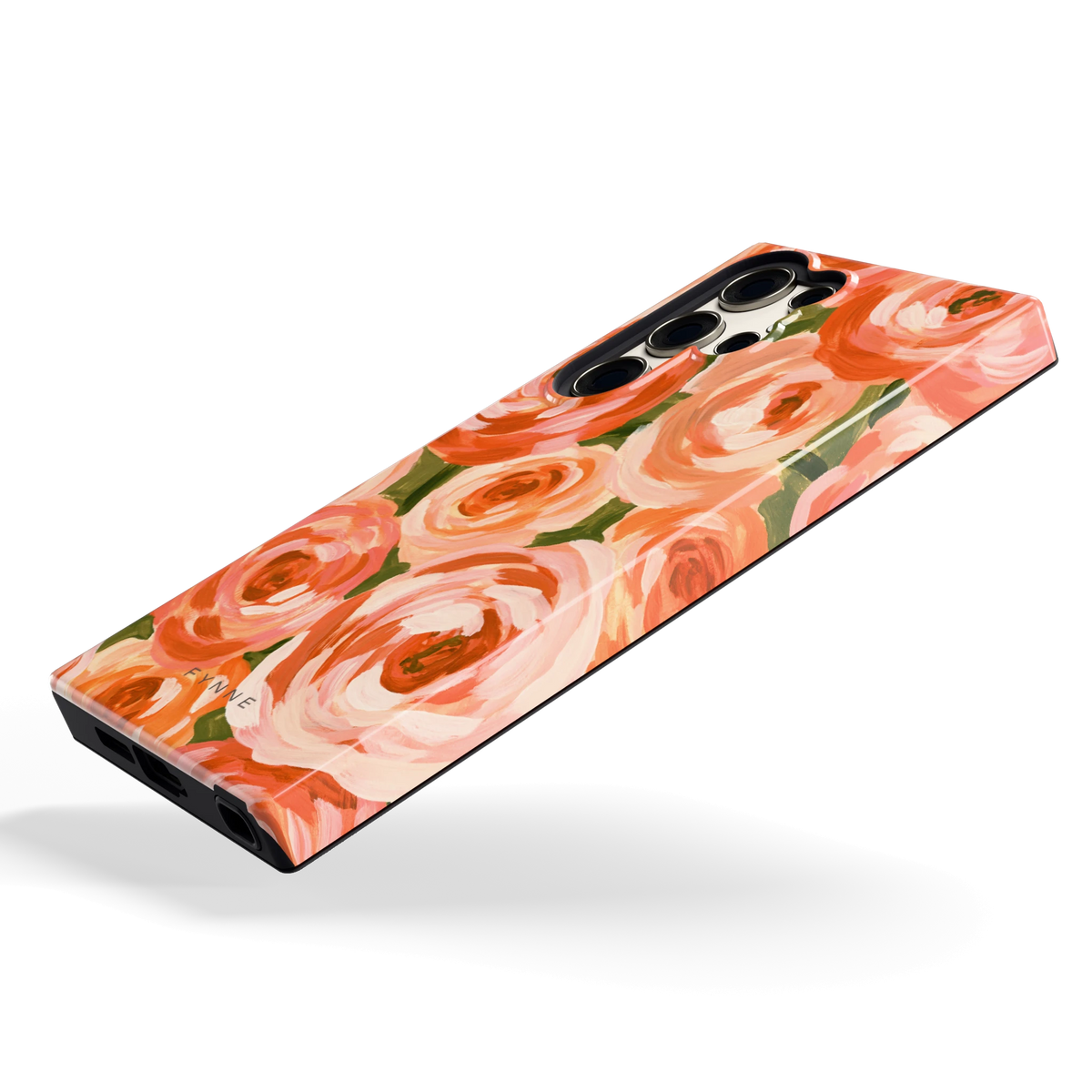 Geschilderde perzikrozen hoesje voor Galaxy S23 Ultra, schuin