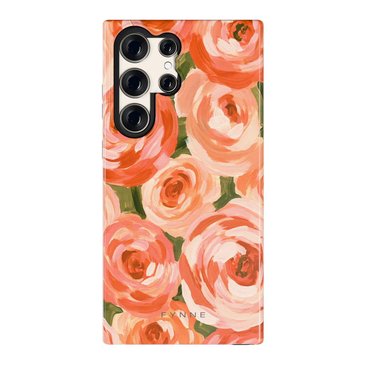 Geschilderde perzikrozen hoesje voor Galaxy S23 Ultra, achterkant