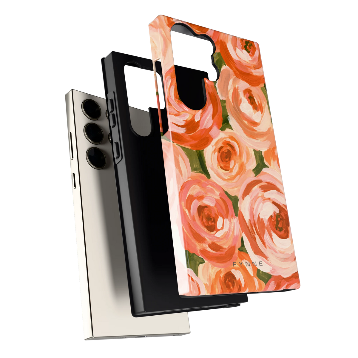 Geschilderde perzikrozen hoesje voor Galaxy S23 Ultra, los van de telefoon