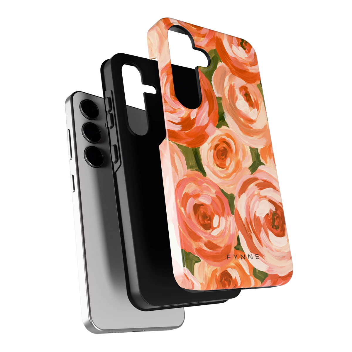 Geschilderde perzikrozen hoesje voor Galaxy S24, los van de telefoon