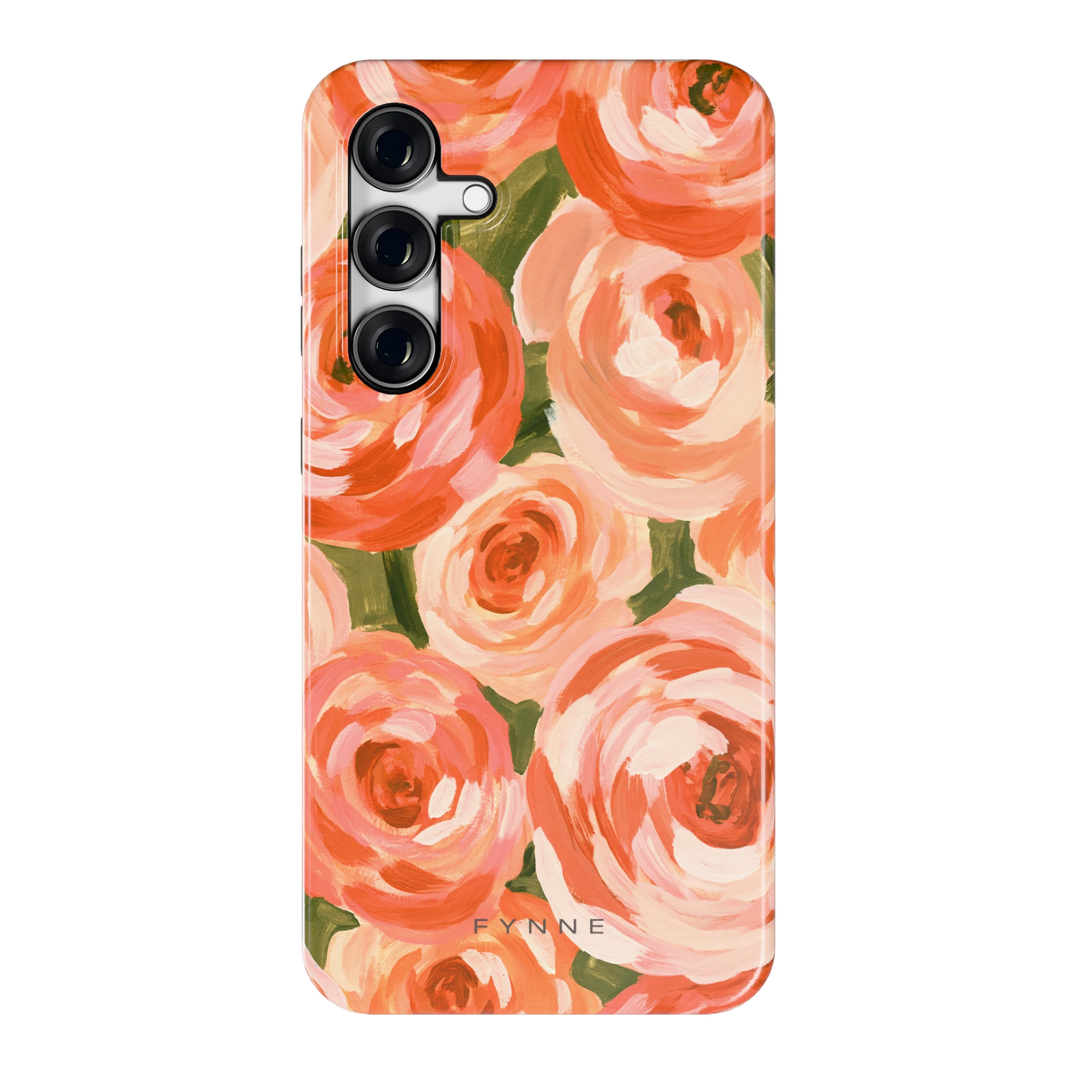 Geschilderde perzikrozen hoesje voor Galaxy S24 FE, achterkant