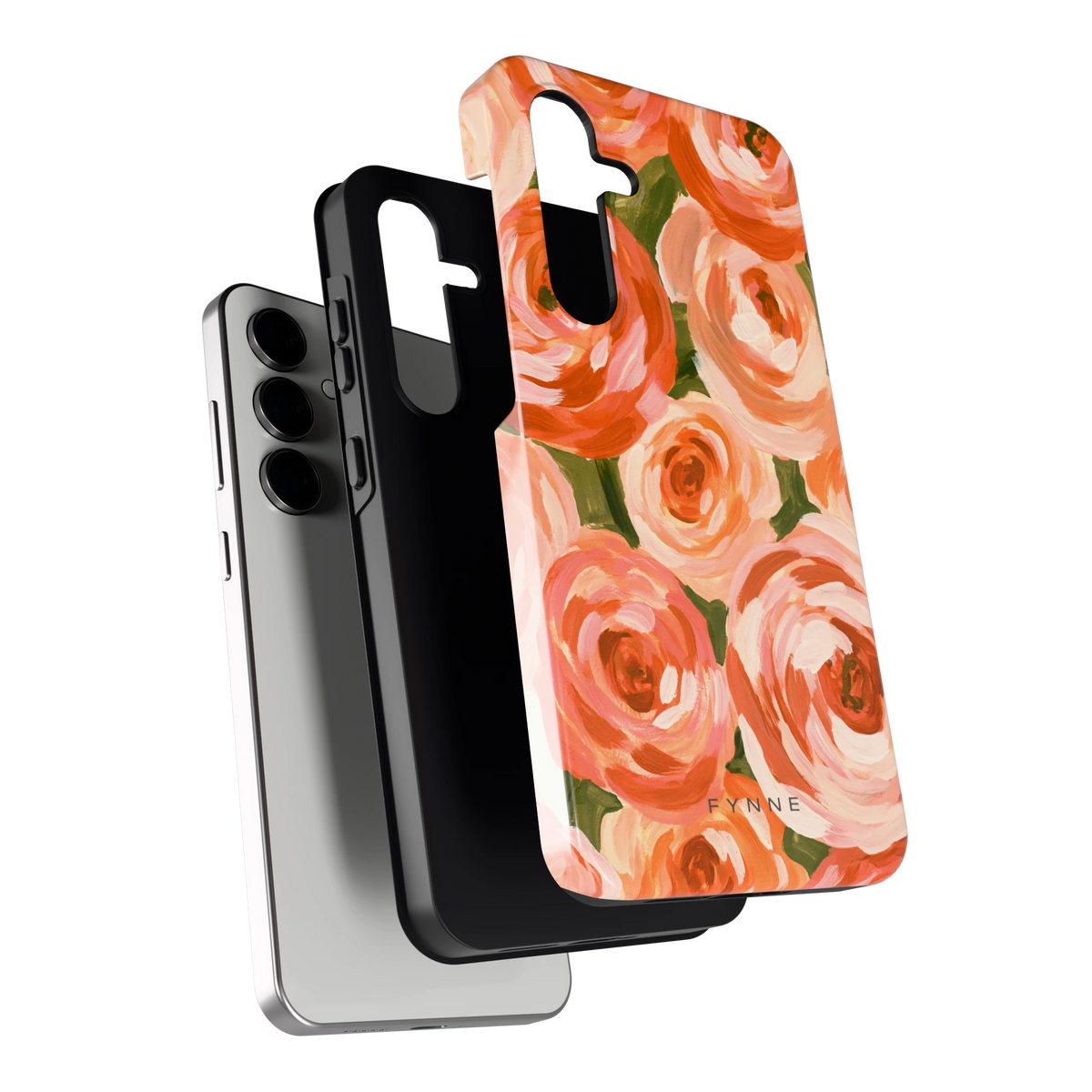 Geschilderde perzikrozen hoesje voor Galaxy S24 FE, los van de telefoon