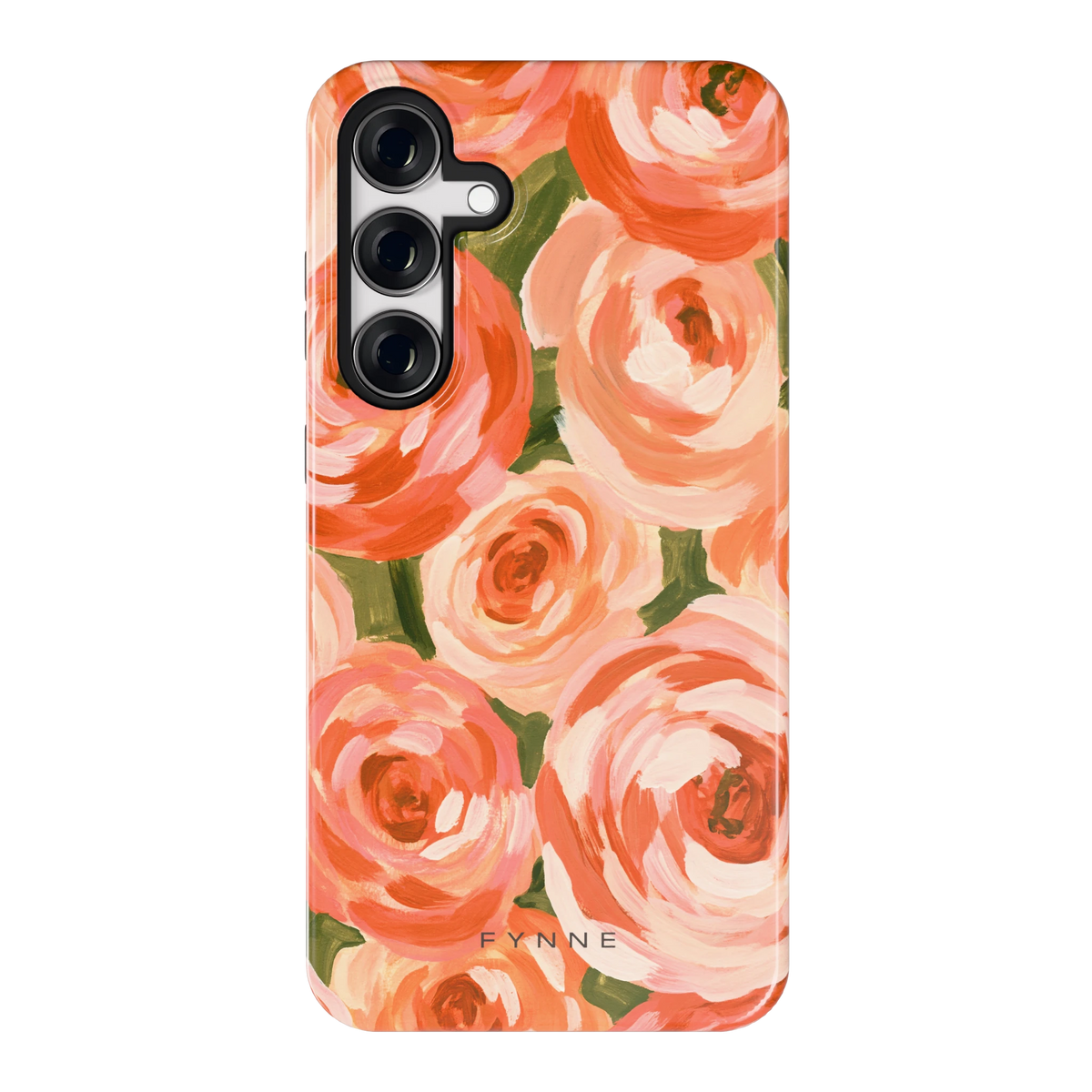 Geschilderde perzikrozen hoesje voor Galaxy S24+, achterkant