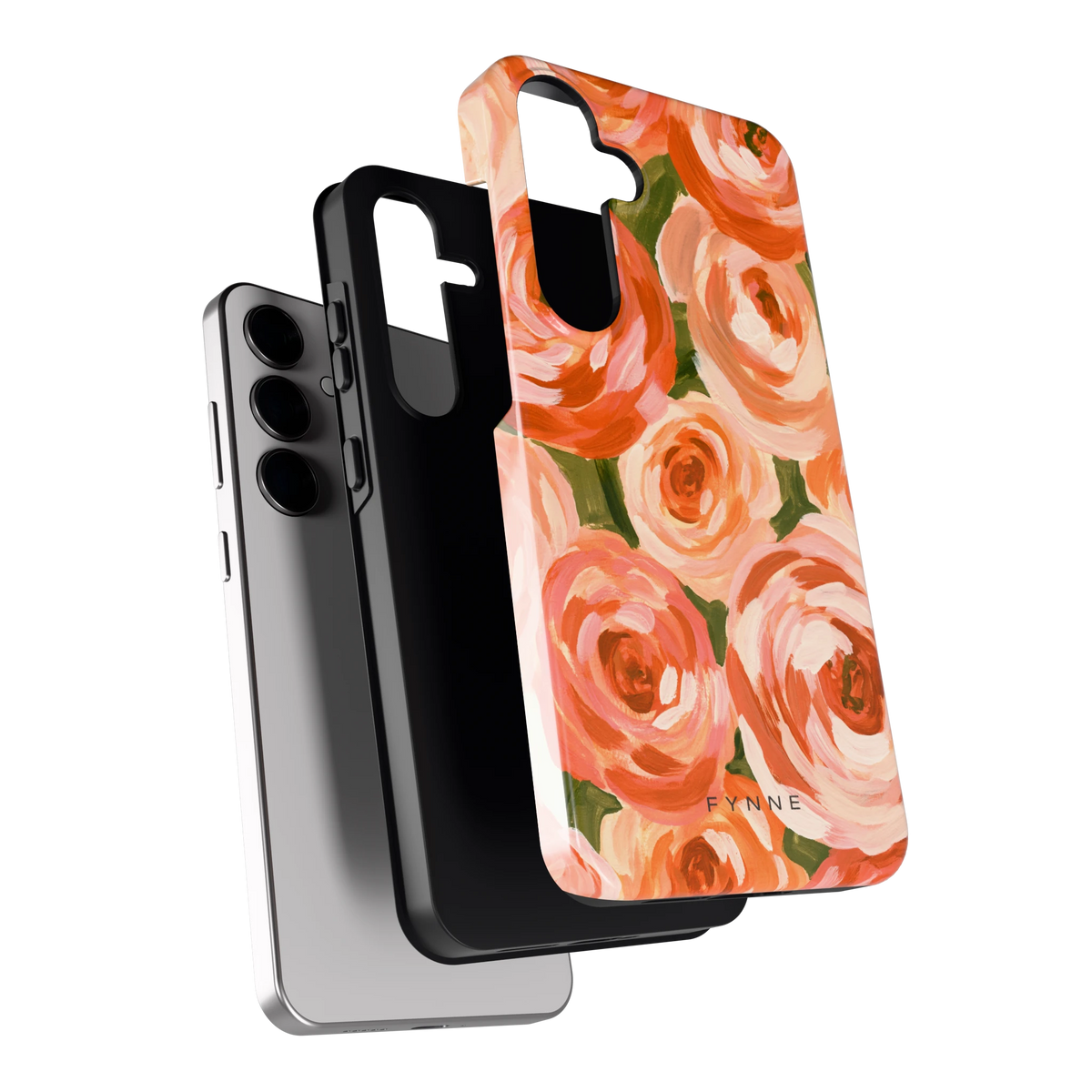 Geschilderde perzikrozen hoesje voor Galaxy S24+, los van de telefoon