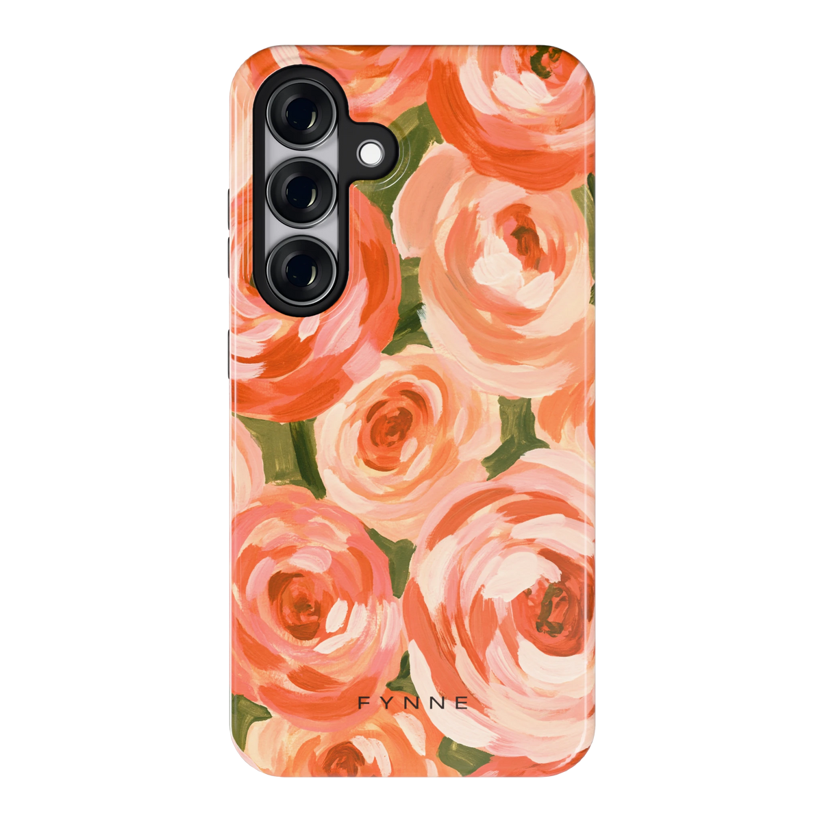 Geschilderde perzikrozen hoesje voor Galaxy S25, achterkant