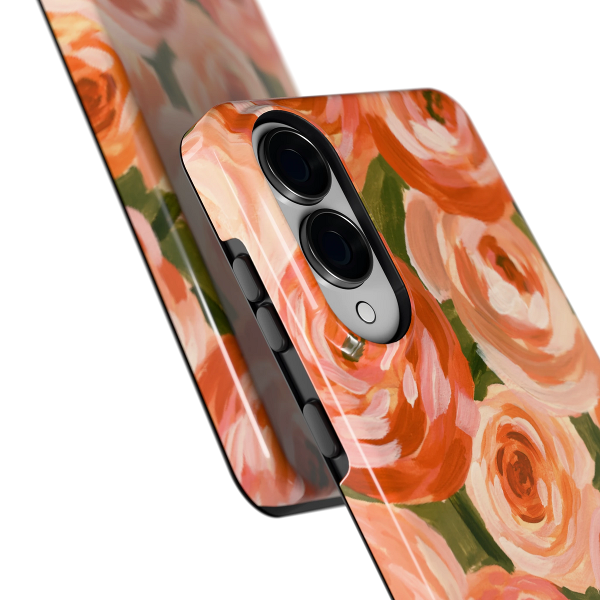 Geschilderde perzikrozen hoesje voor Galaxy S25 Edge, close-up