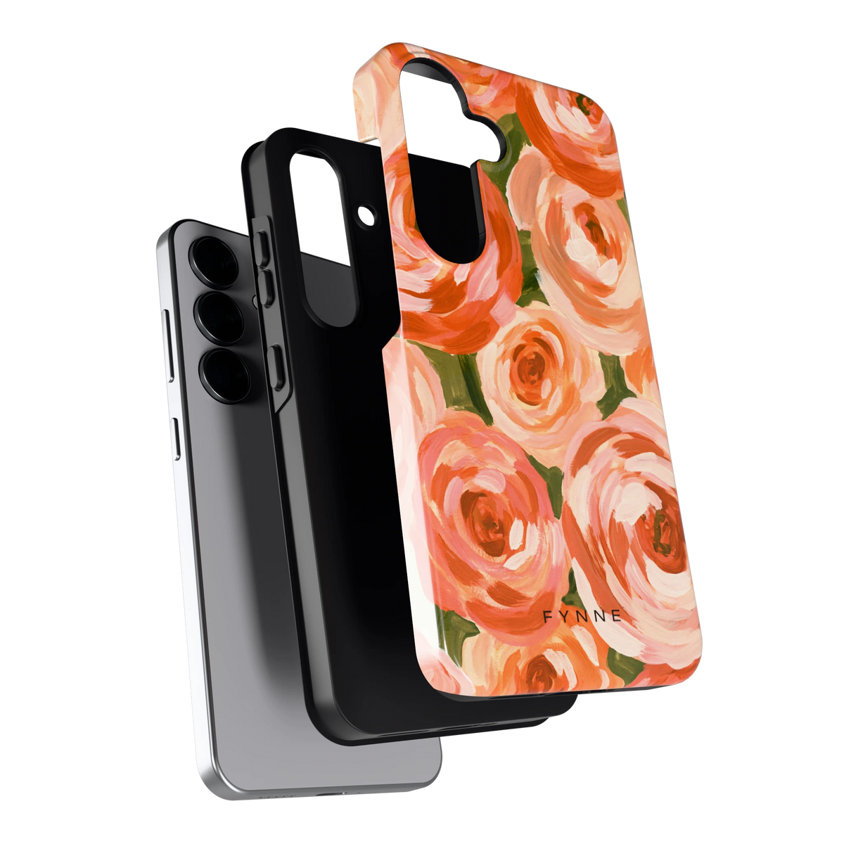 Geschilderde perzikrozen hoesje voor Galaxy S25, los van de telefoon