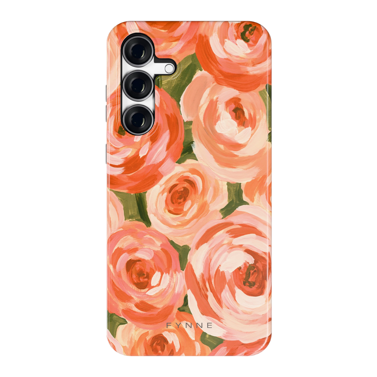 Geschilderde perzikrozen hoesje voor Galaxy S25 FE, achterkant