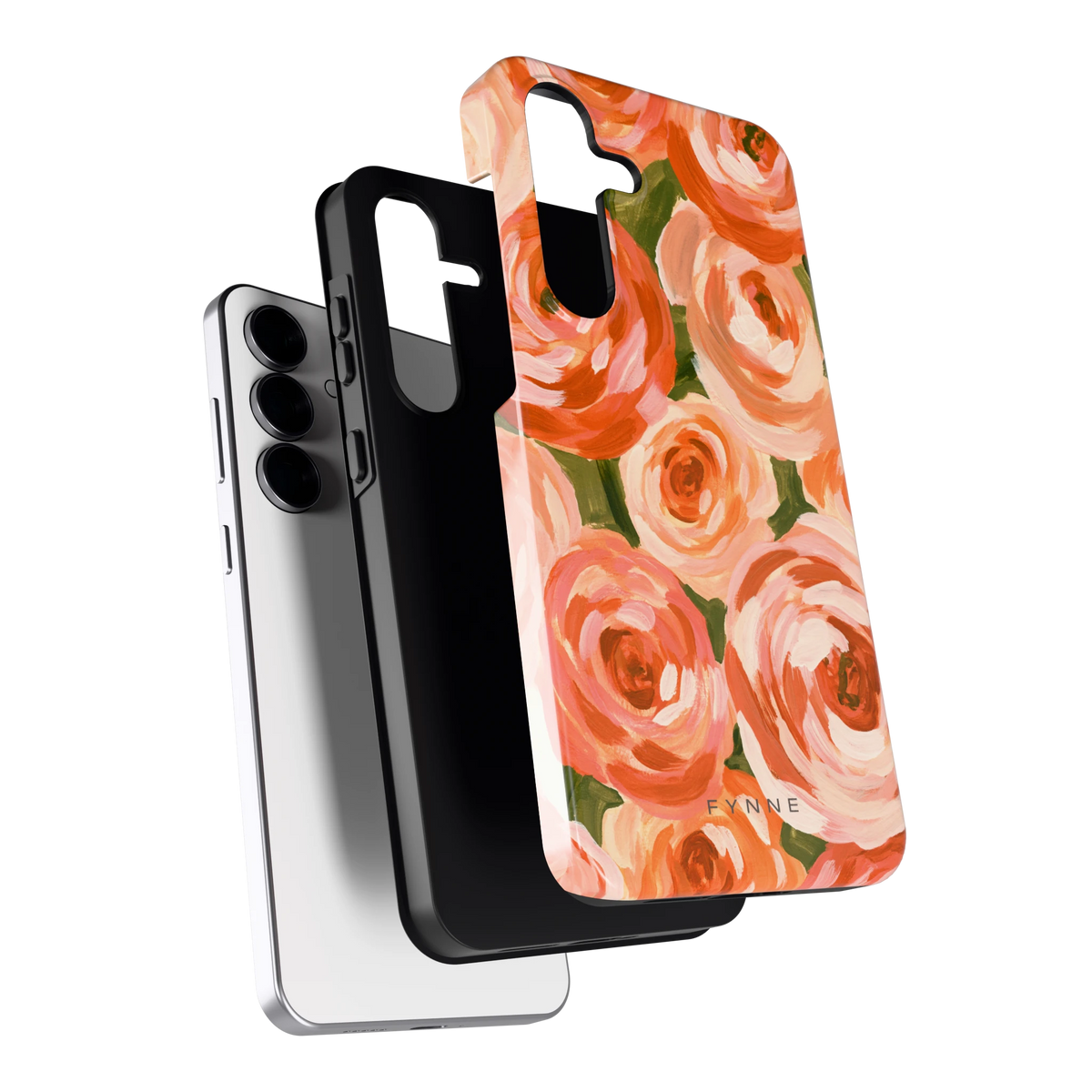 Geschilderde perzikrozen hoesje voor Galaxy S25 FE, los van de telefoon