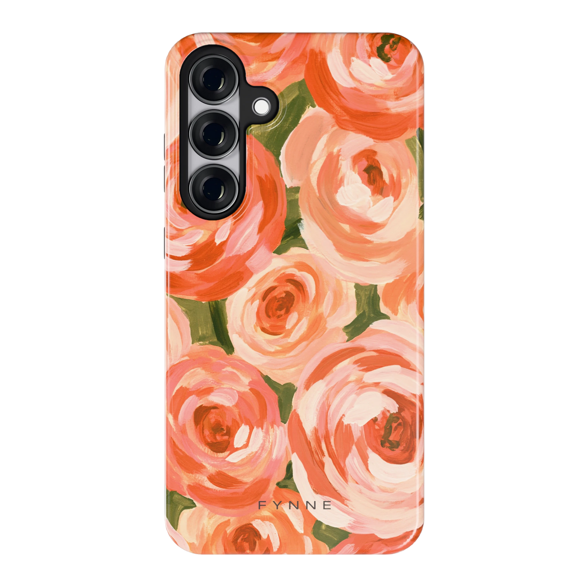 Geschilderde perzikrozen hoesje voor Galaxy S25+, achterkant