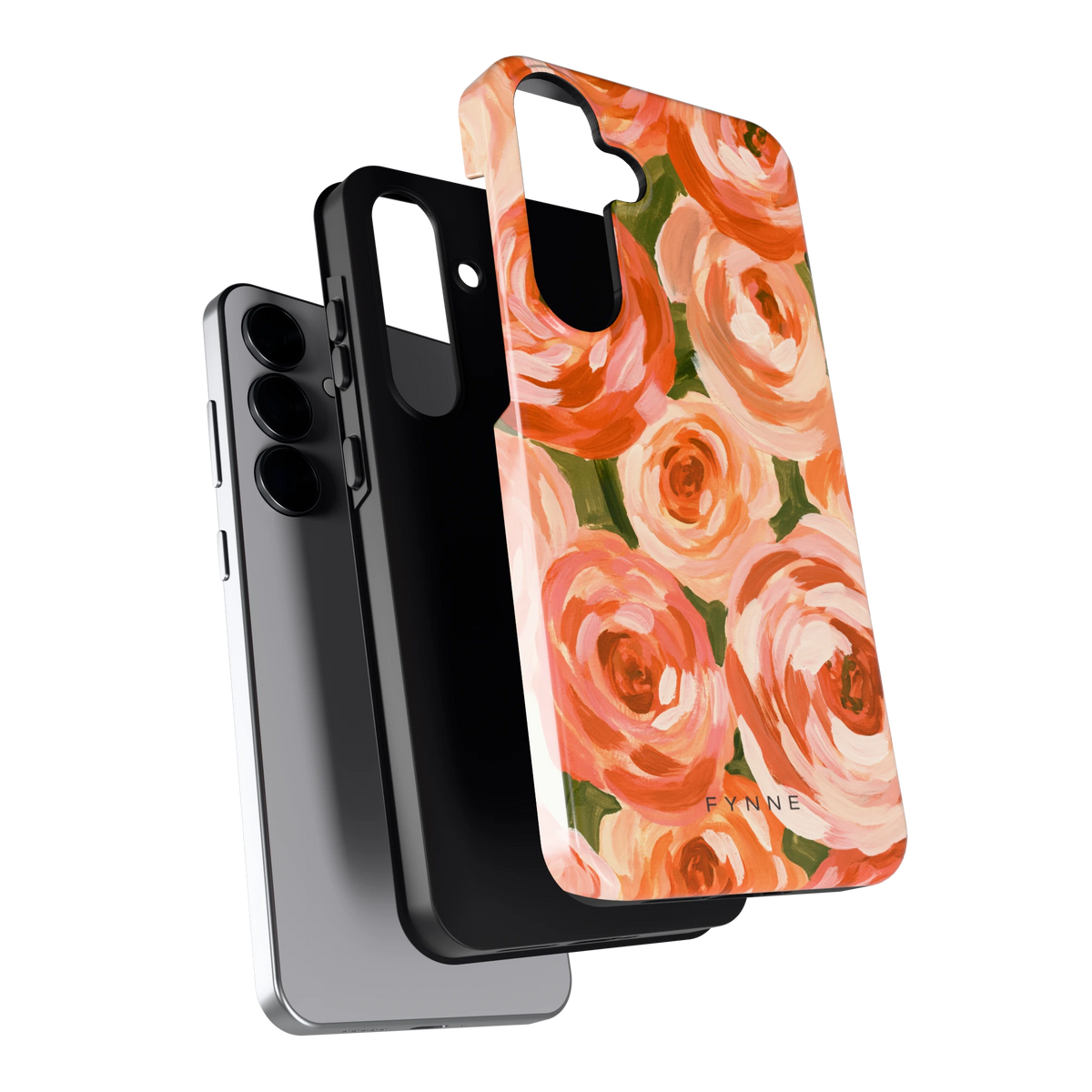 Geschilderde perzikrozen hoesje voor Galaxy S25+, los van de telefoon
