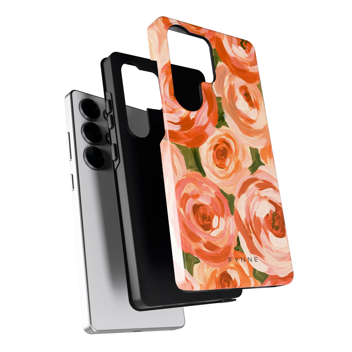Geschilderde perzikrozen hoesje voor Galaxy S25 Ultra, los van de telefoon