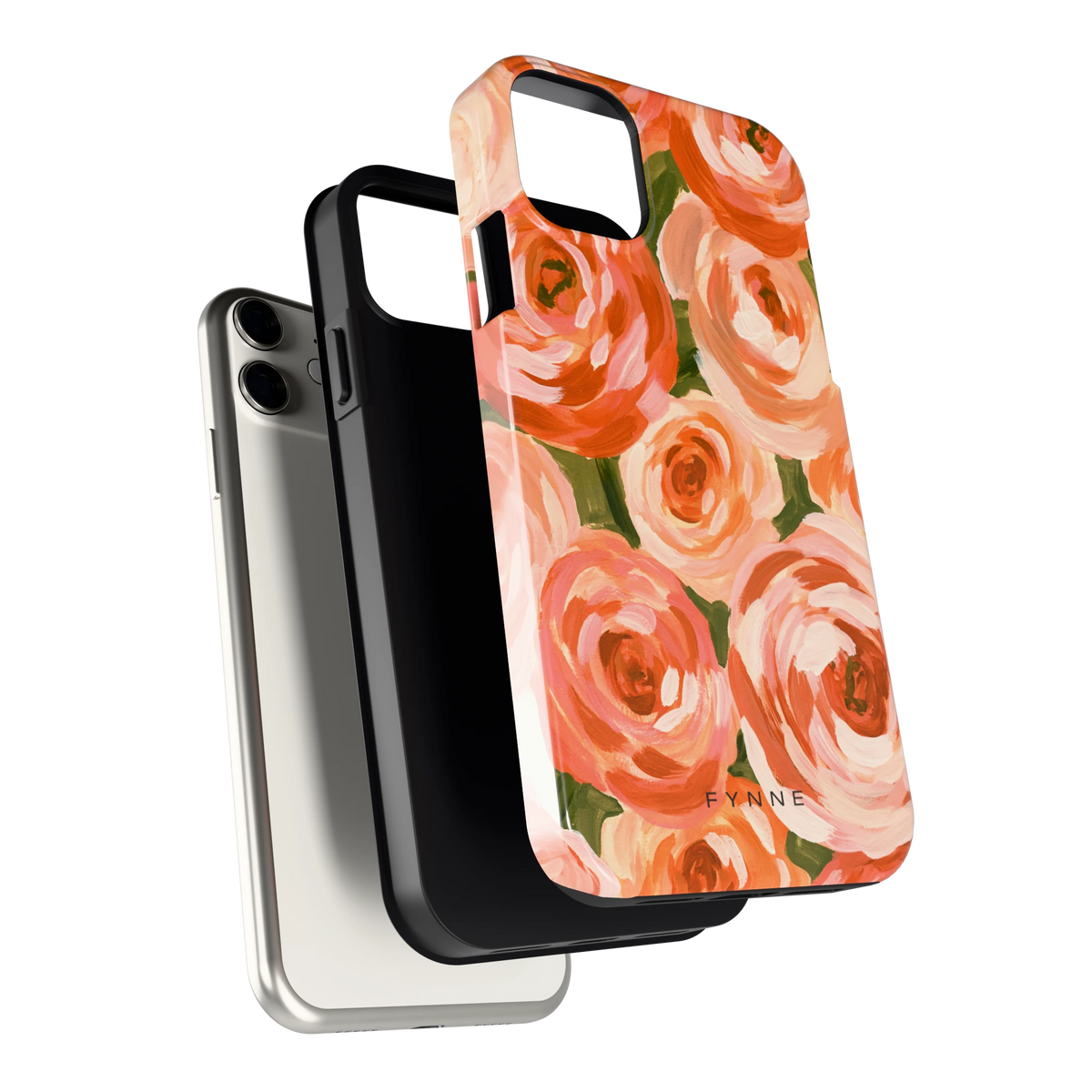 Geschilderde perzikrozen hoesje voor iPhone 11, los van de telefoon