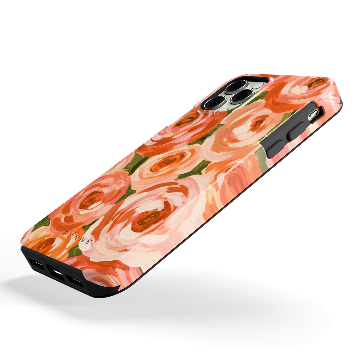 Geschilderde perzikrozen hoesje voor iPhone 11 Pro, schuin