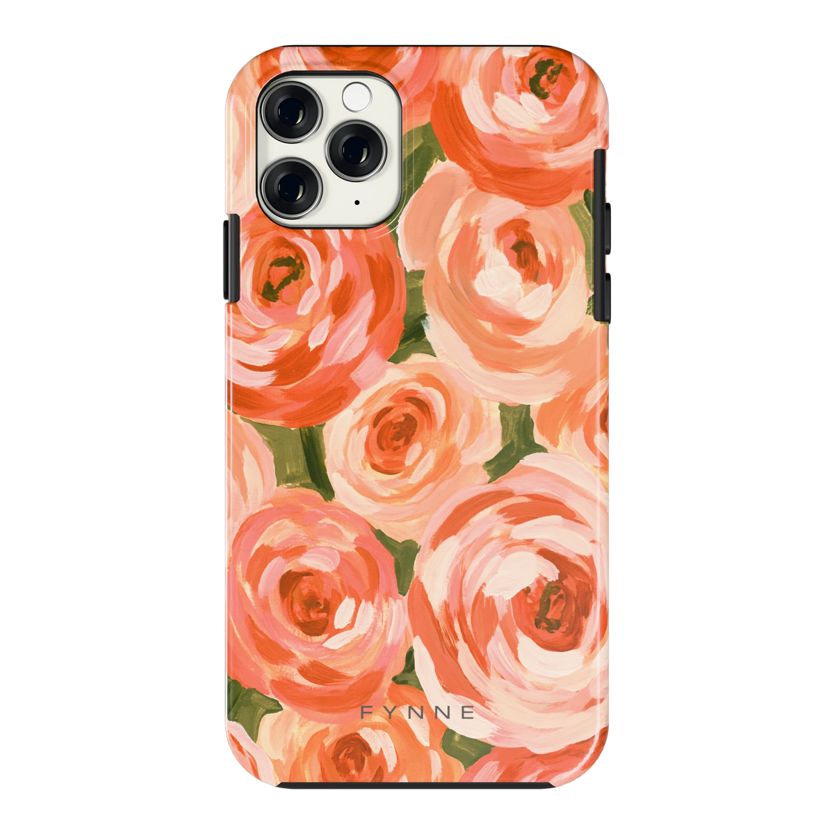 Geschilderde perzikrozen hoesje voor iPhone 11 Pro, achterkant