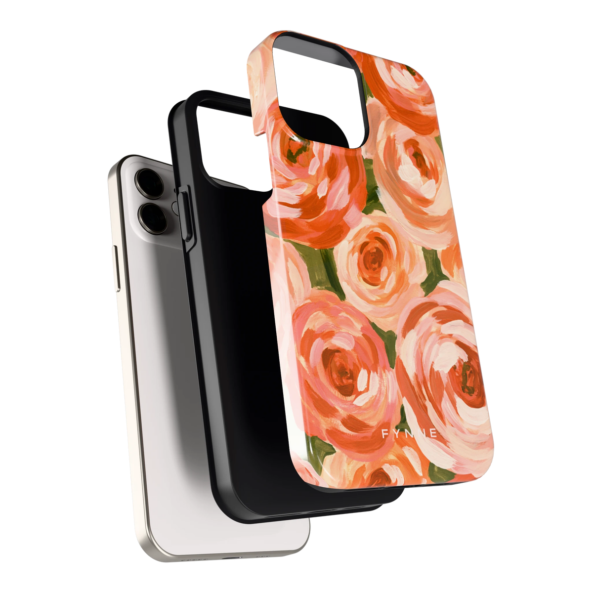 Geschilderde perzikrozen hoesje voor iPhone 12, los van de telefoon