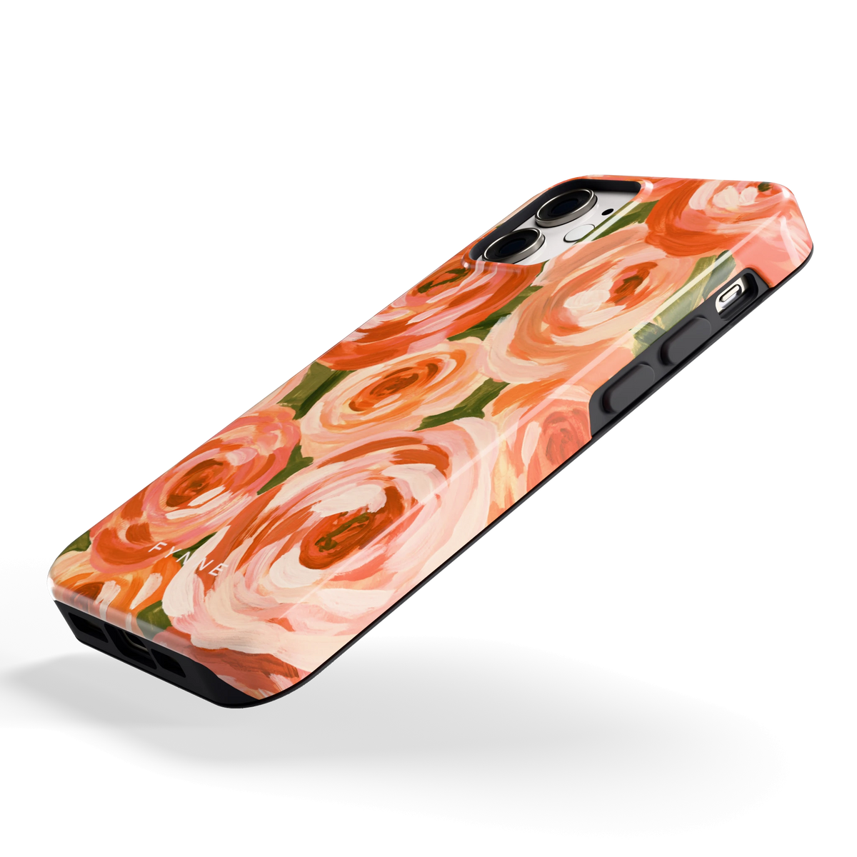 Geschilderde perzikrozen hoesje voor iPhone 12 mini, schuin