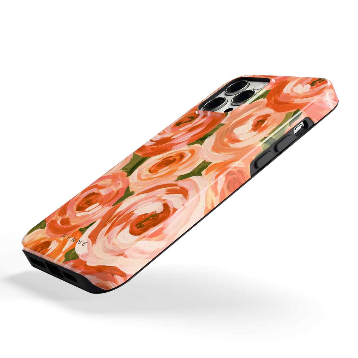 Geschilderde perzikrozen hoesje voor iPhone 12 Pro Max, schuin