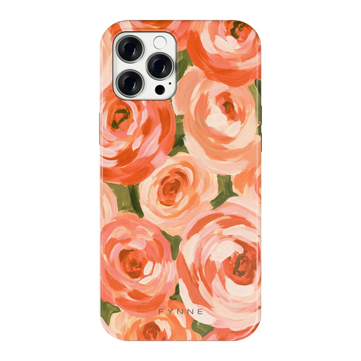 Geschilderde perzikrozen hoesje voor iPhone 12 Pro Max, achterkant