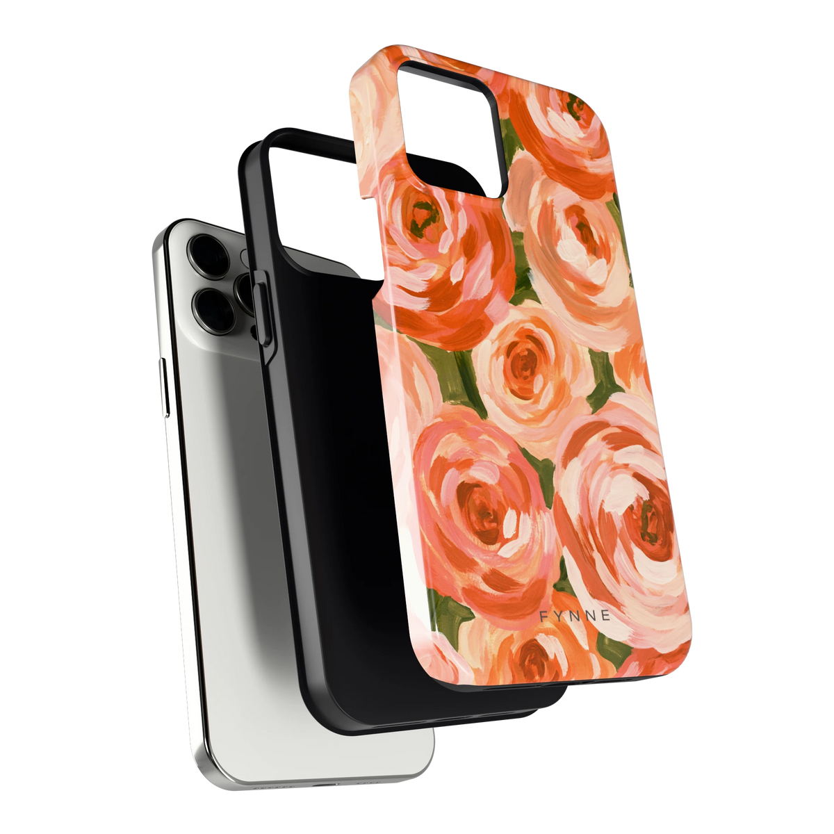 Geschilderde perzikrozen hoesje voor iPhone 12 Pro Max, los van de telefoon