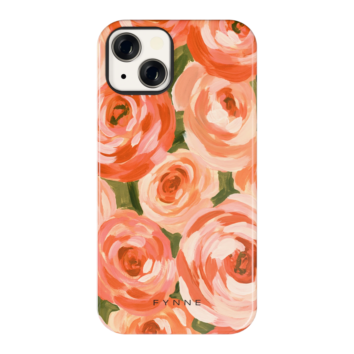 Geschilderde perzikrozen hoesje voor iPhone 13, achterkant