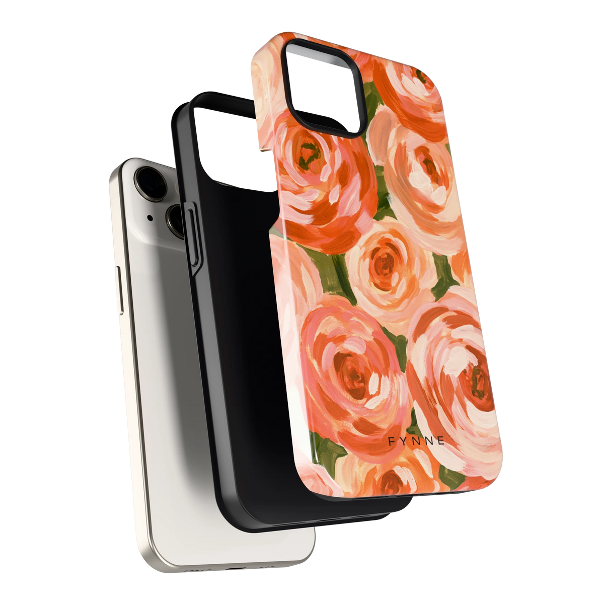 Geschilderde perzikrozen hoesje voor iPhone 13, los van de telefoon