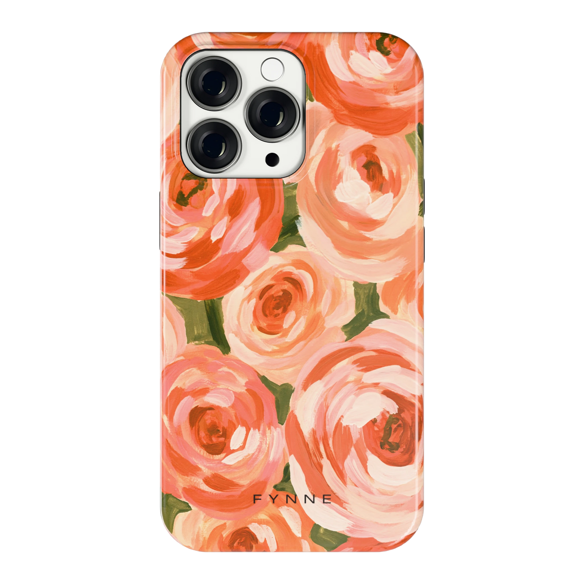 Geschilderde perzikrozen hoesje voor iPhone 13 Pro, achterkant