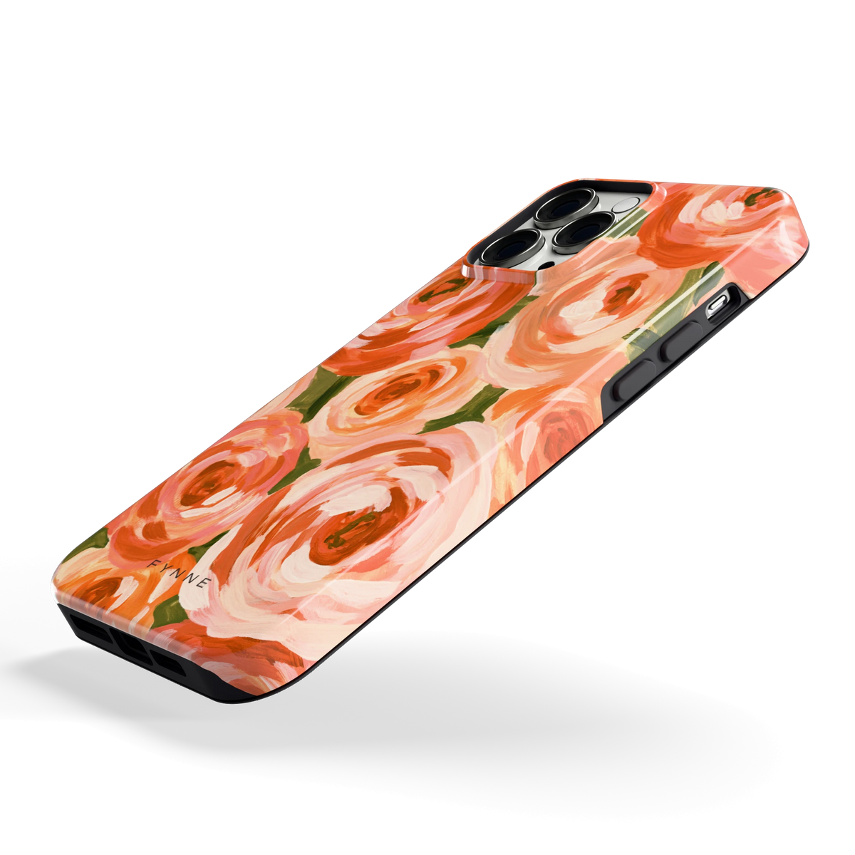 Geschilderde perzikrozen hoesje voor iPhone 13 Pro Max, schuin