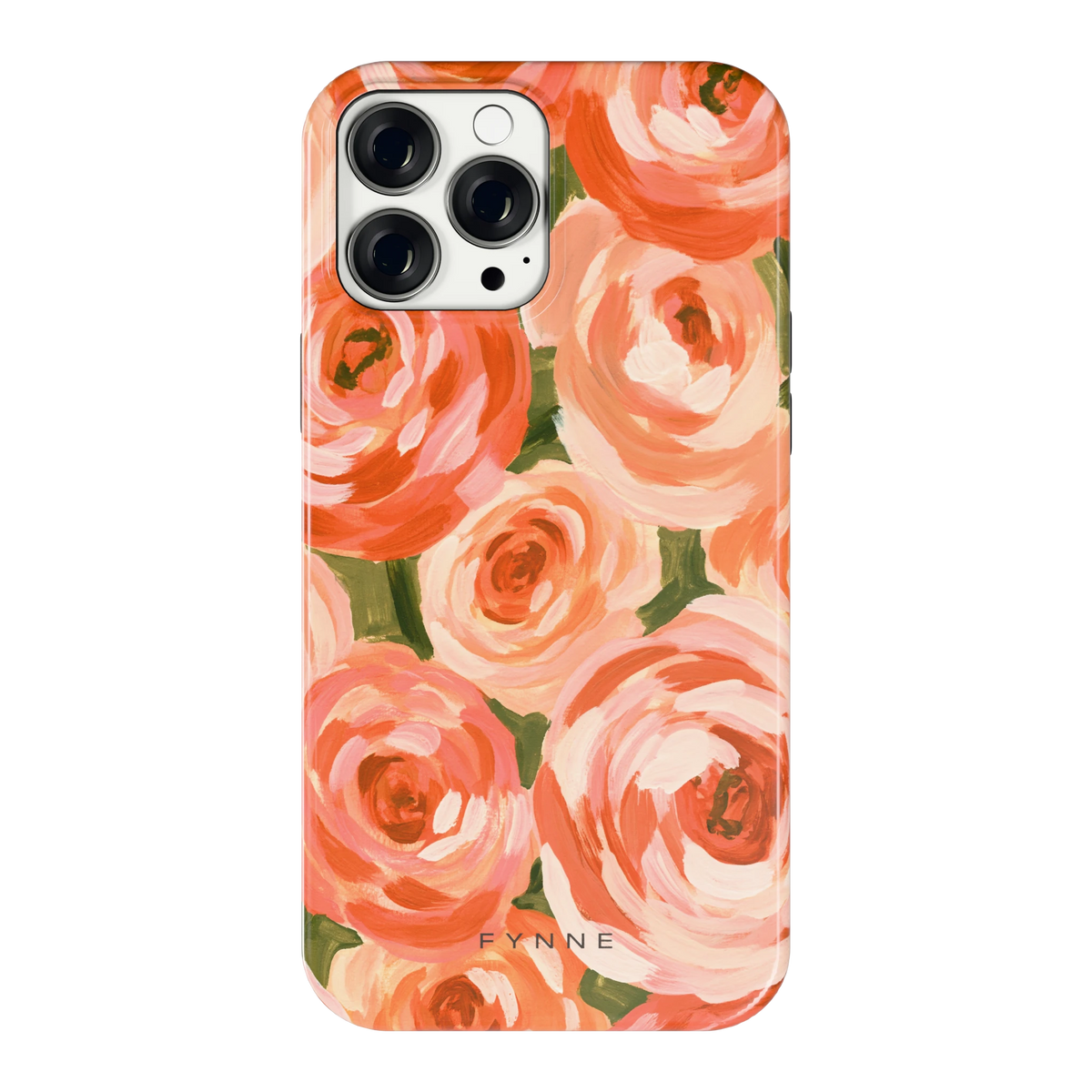 Geschilderde perzikrozen hoesje voor iPhone 13 Pro Max, achterkant