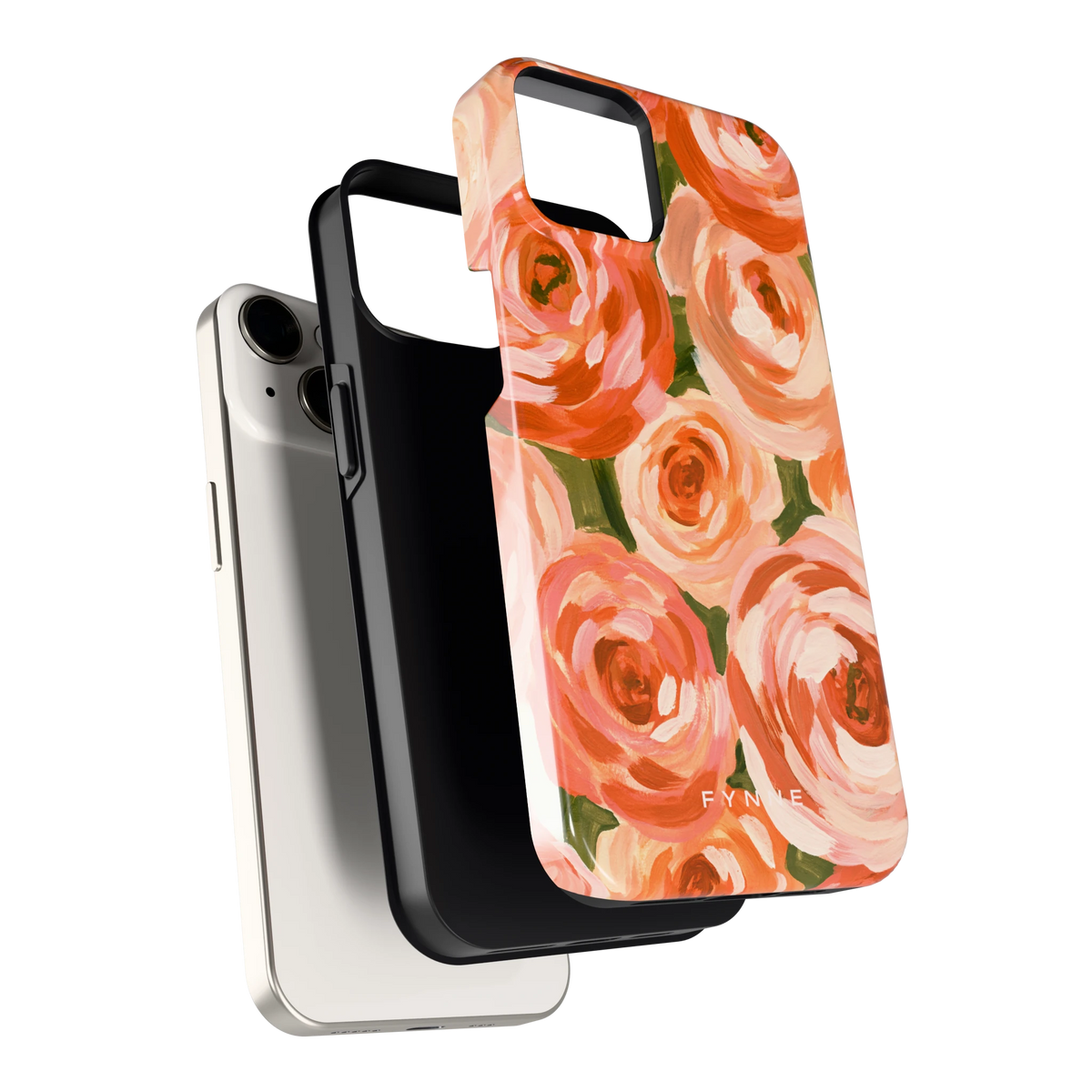Geschilderde perzikrozen hoesje voor iPhone 14, los van de telefoon