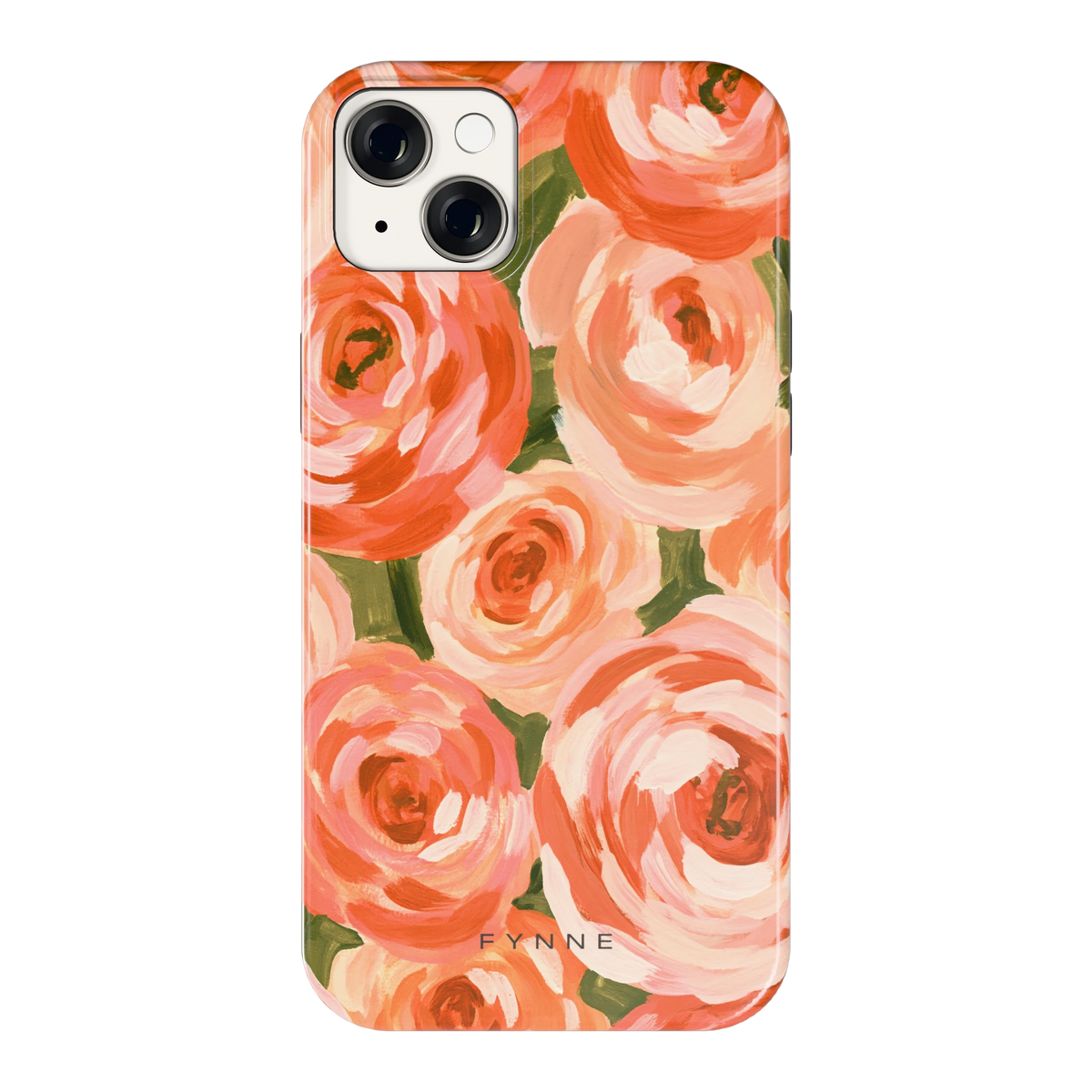 Geschilderde perzikrozen hoesje voor iPhone 14 Plus, achterkant