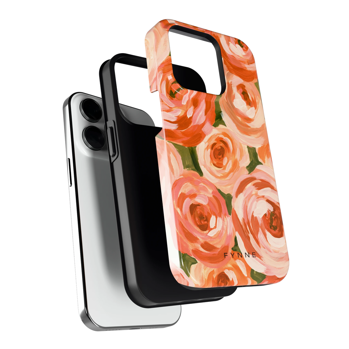 Geschilderde perzikrozen hoesje voor iPhone 14 Pro, los van de telefoon