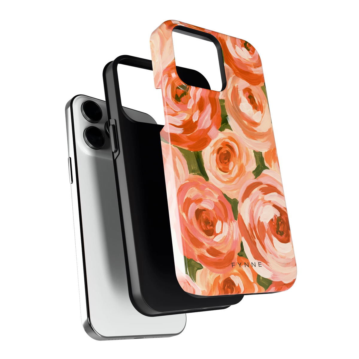 Geschilderde perzikrozen hoesje voor iPhone 14 Pro Max, los van de telefoon