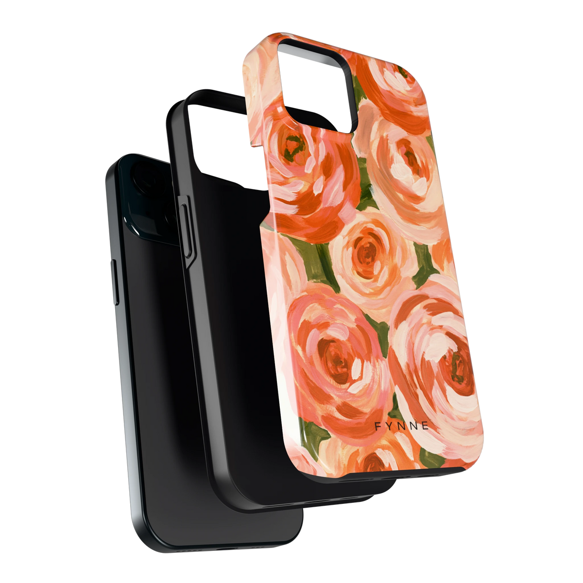 Geschilderde perzikrozen hoesje voor iPhone 15, los van de telefoon