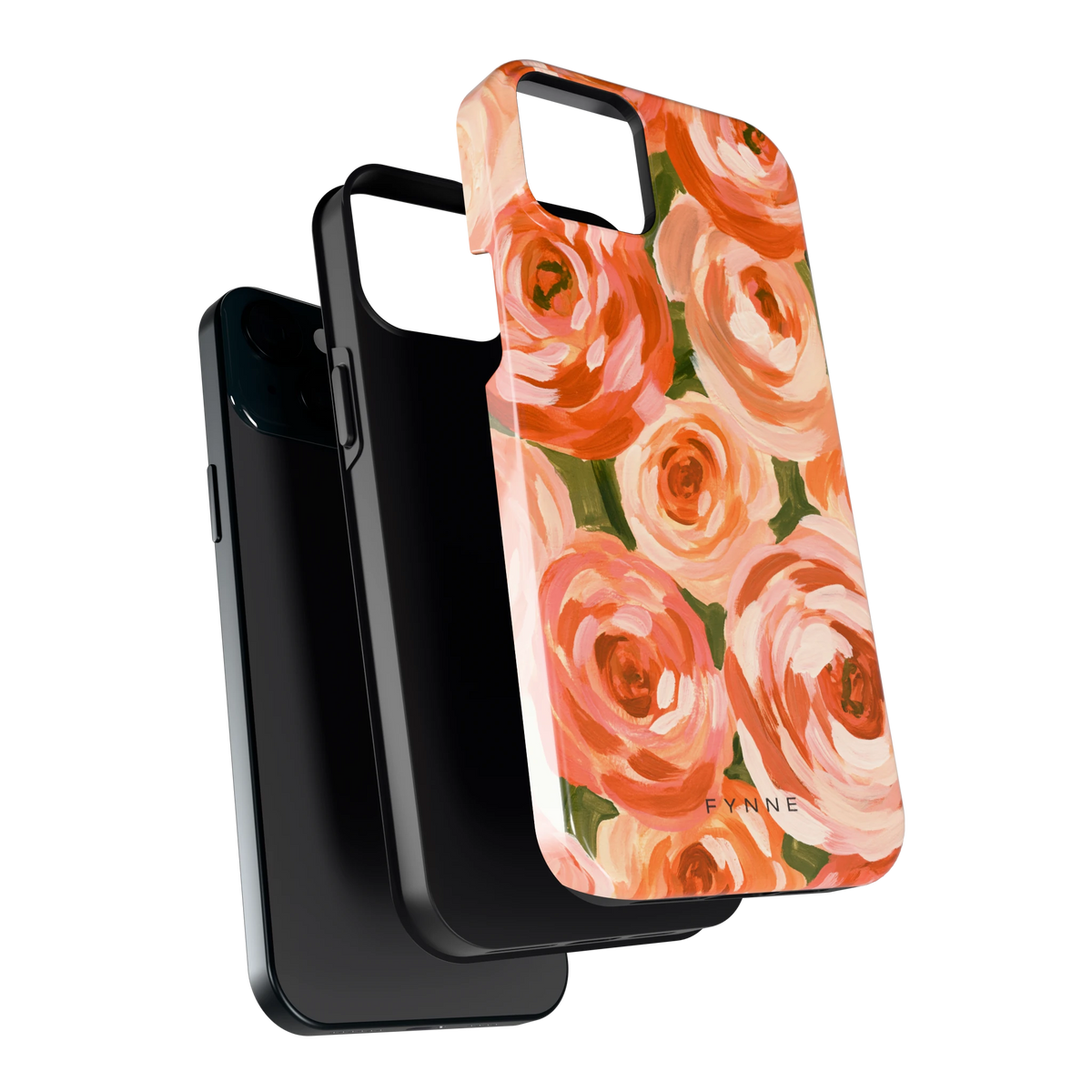 Geschilderde perzikrozen hoesje voor iPhone 15 Plus, los van de telefoon