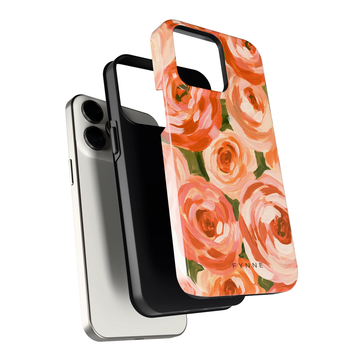 Geschilderde perzikrozen hoesje voor iPhone 15 Pro Max, los van de telefoon