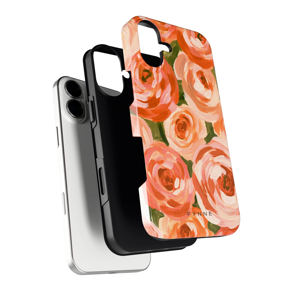 Geschilderde perzikrozen hoesje voor iPhone 16 Plus, los van de telefoon