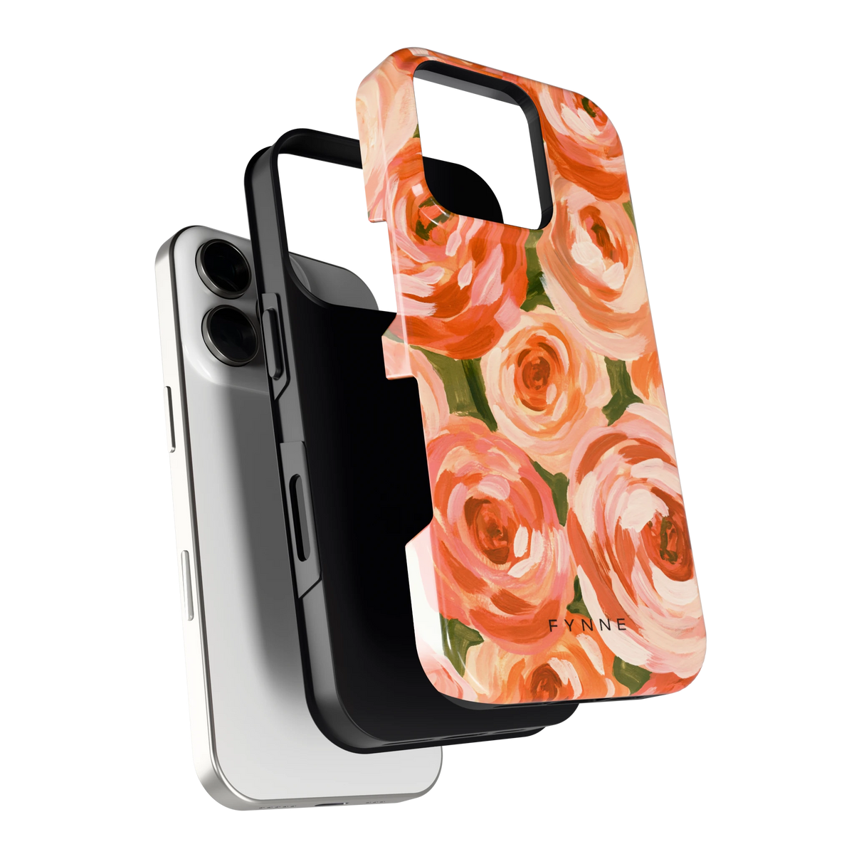Geschilderde perzikrozen hoesje voor iPhone 16 Pro, los van de telefoon