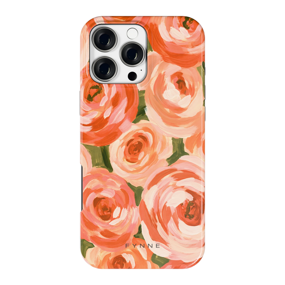 Geschilderde perzikrozen hoesje voor iPhone 16 Pro Max, achterkant