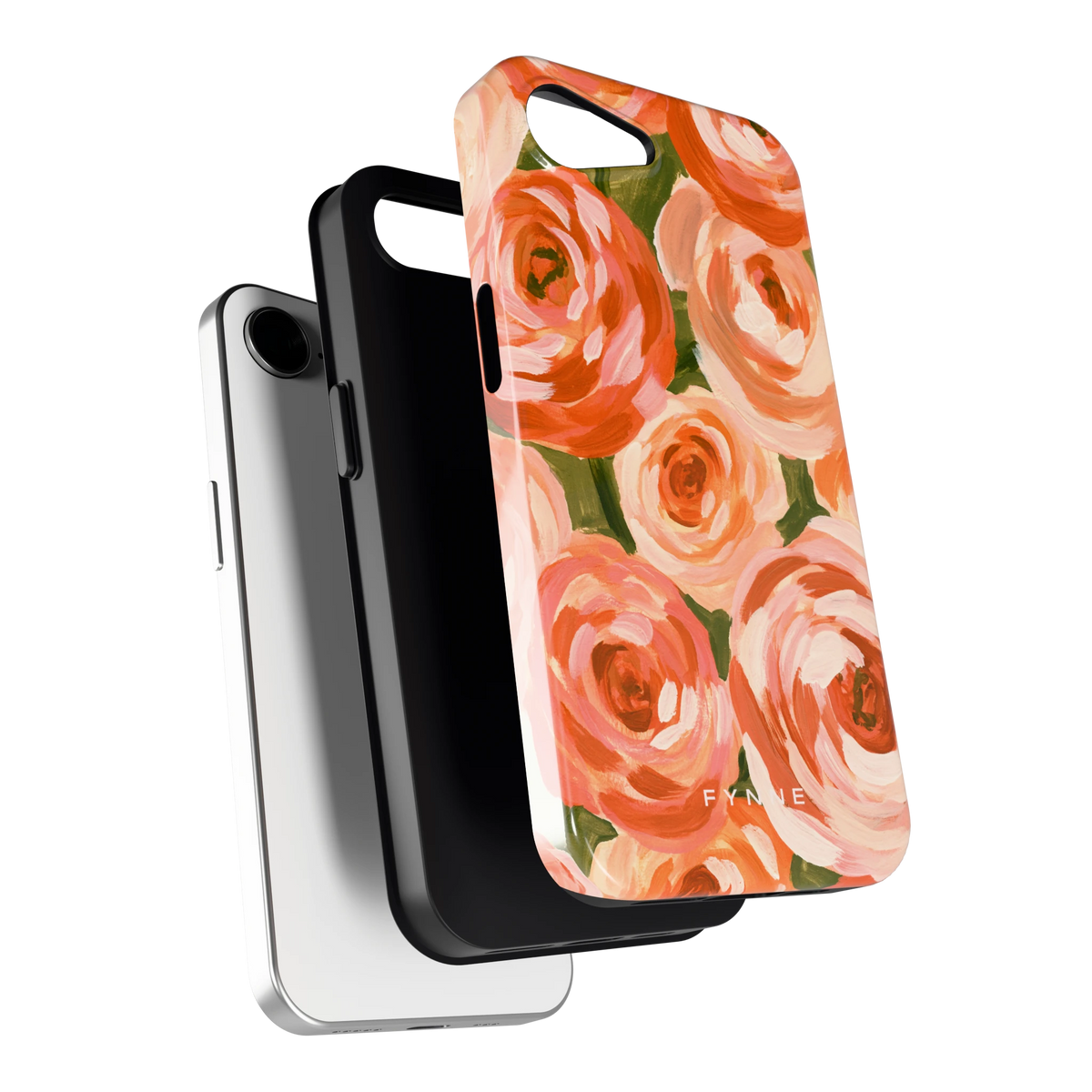 Geschilderde perzikrozen hoesje voor iPhone 16e, los van de telefoon