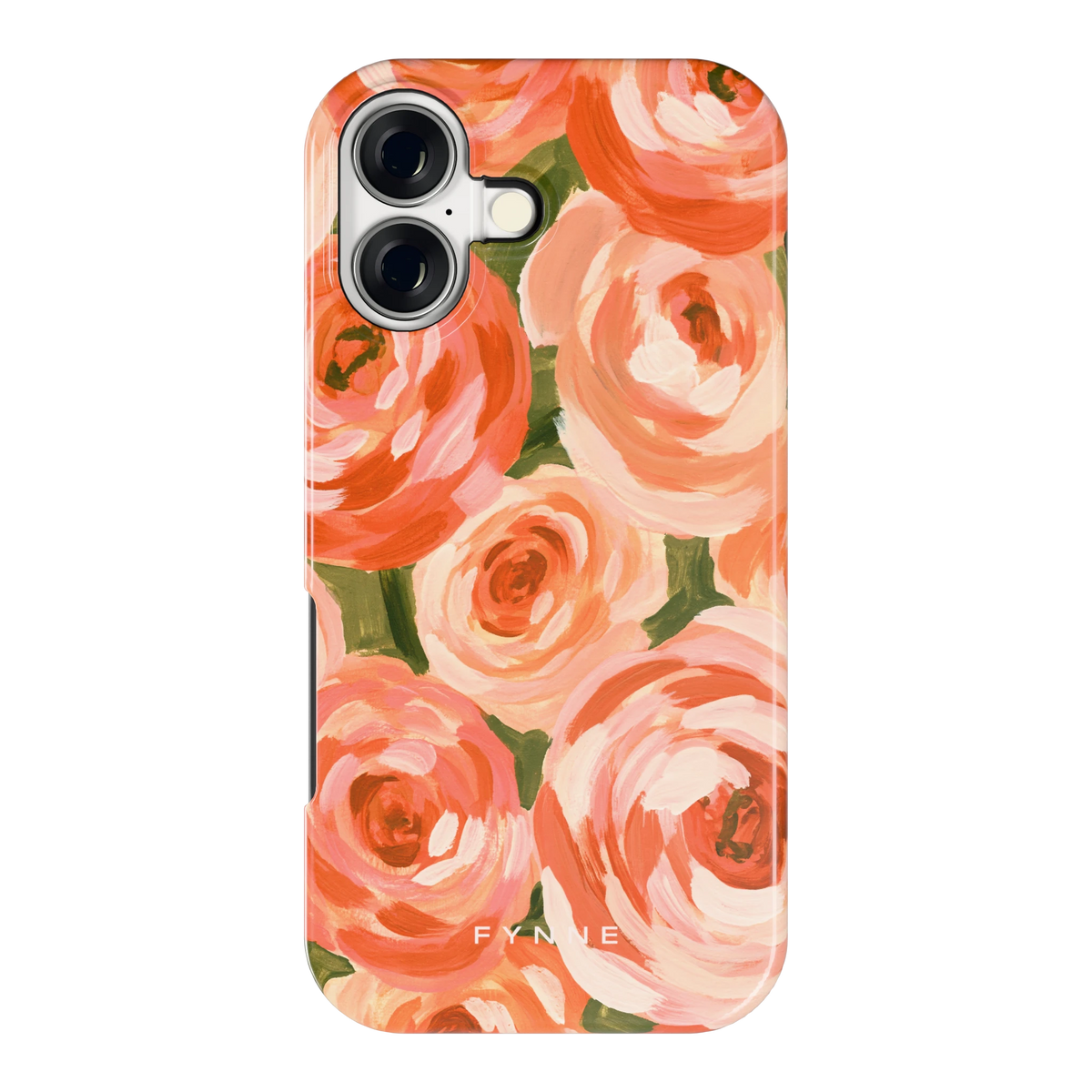 Geschilderde perzikrozen hoesje voor iPhone 17, achterkant
