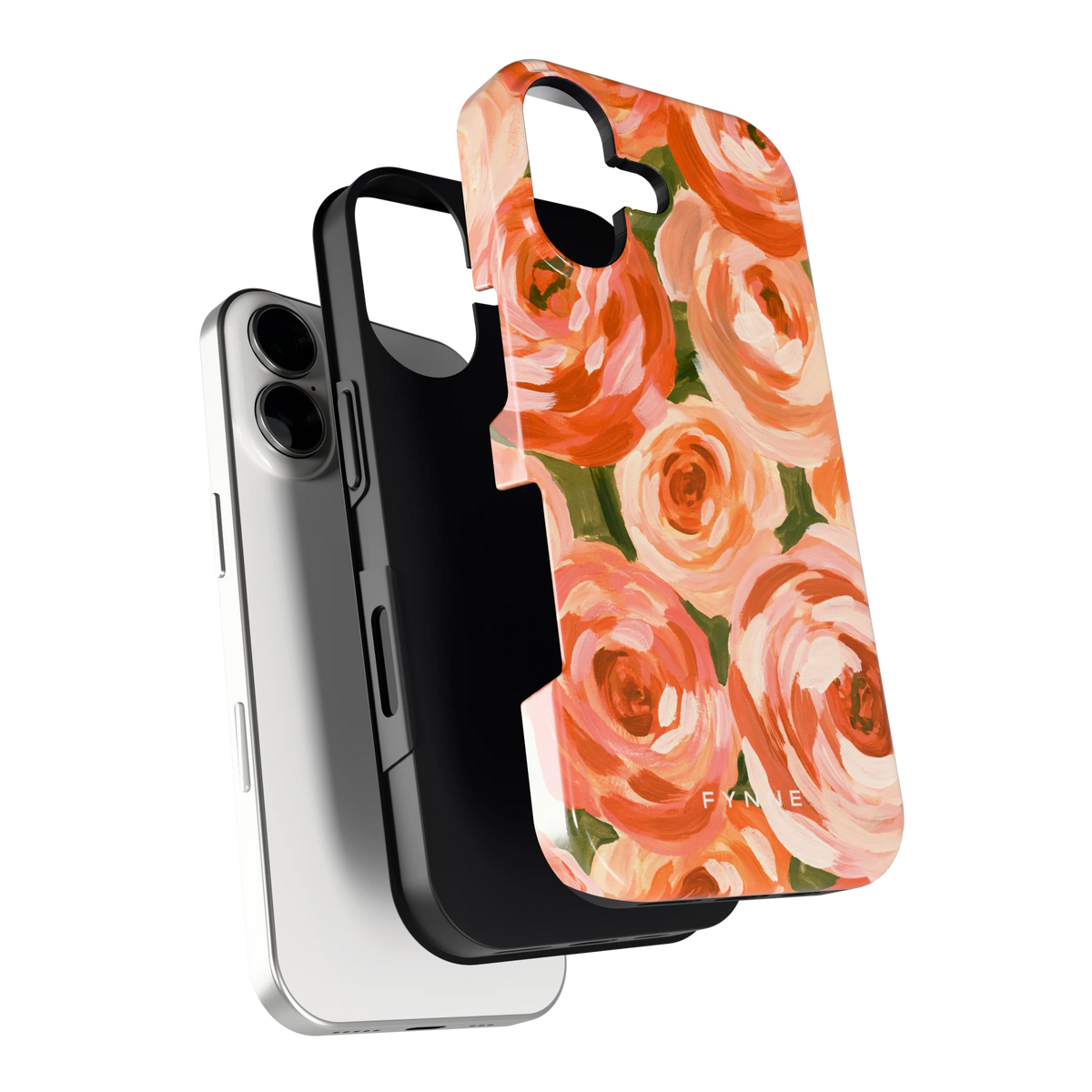 Geschilderde perzikrozen hoesje voor iPhone 17, los van de telefoon